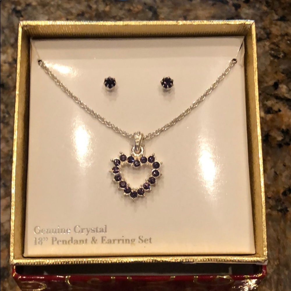Genuine Crystal pendant and earring set